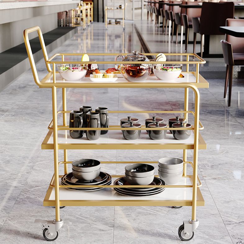 33.86"H Rolling Modern Prep Table Rectangular Metal Prep Table for Home Use