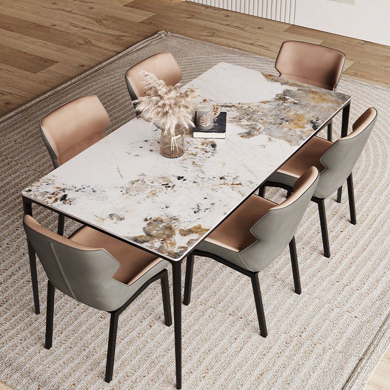 Designer Style Rectangle Sintered Stone Dining Set 1/2/5/7 Pieces Dining Table with Chairs