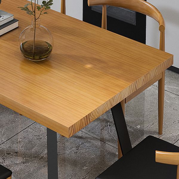 Metal Industrial Rectangle Table Pine Solid Wood Top Table with Sled Base