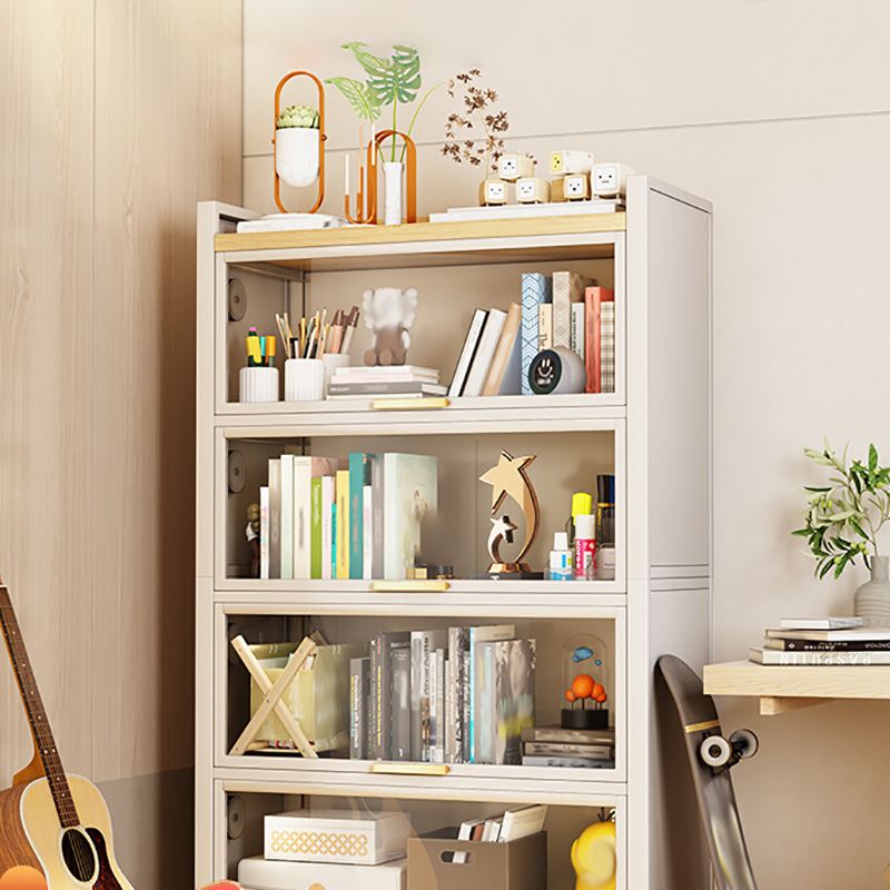 Standard Metal Bookshelf Glam Closed Back Bookcase with Cabinets
