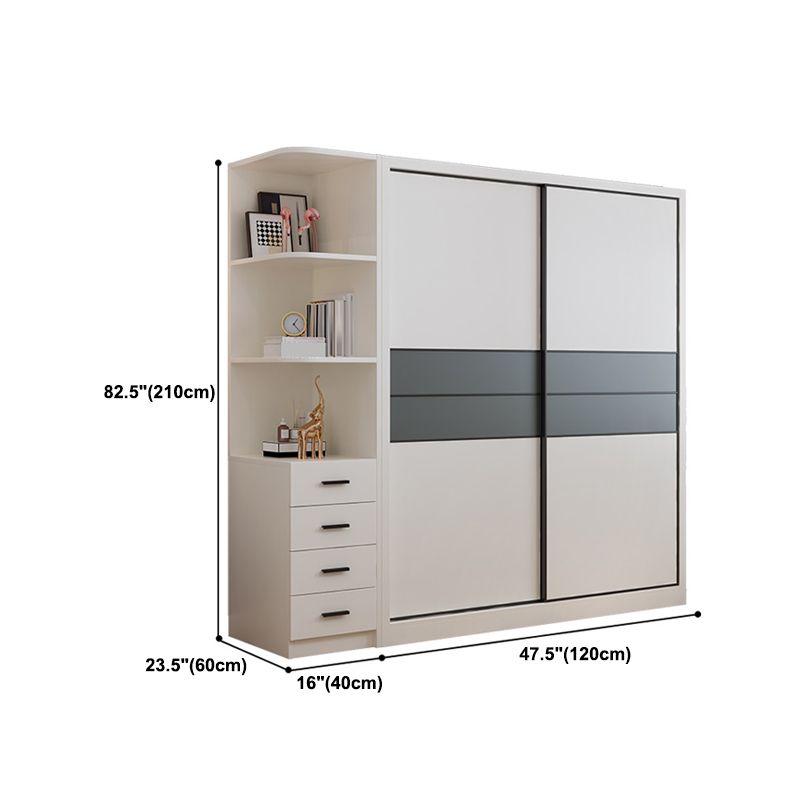 Contemporary Style Wardrobe White Colour Wooden Bedroom Wardrobe Closet