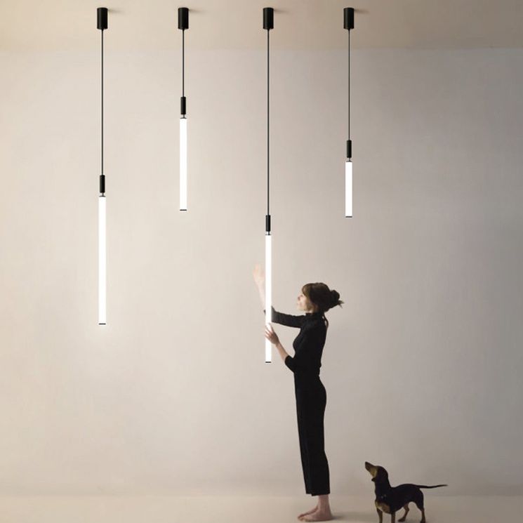 Lampada a sospensione del soffitto tubolare Minimalista Acrilico Black-White LED LEGGIO