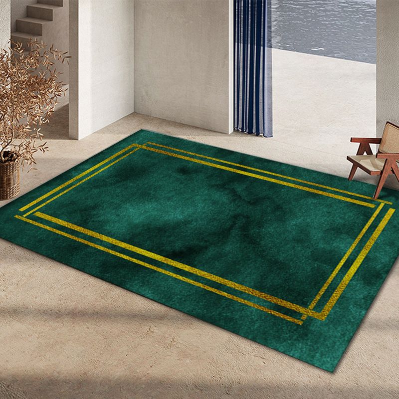 Tapis graphique en vert foncé Rapis graphique Polyester Tapis résistant aux taches pour la décoration intérieure