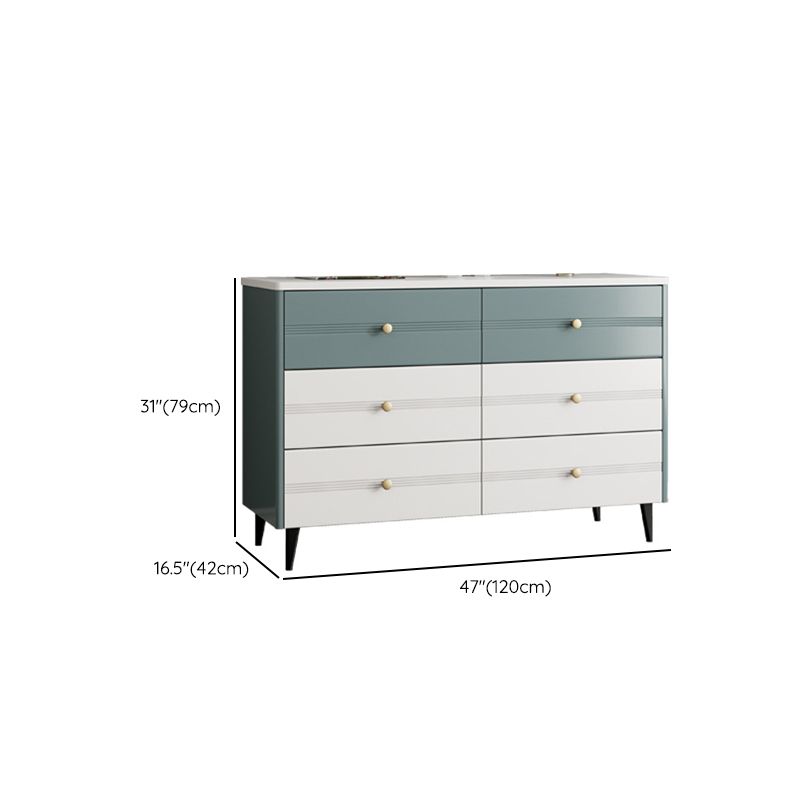 Modern Marble Double Dresser Horizontal Storage Chest for Bedroom