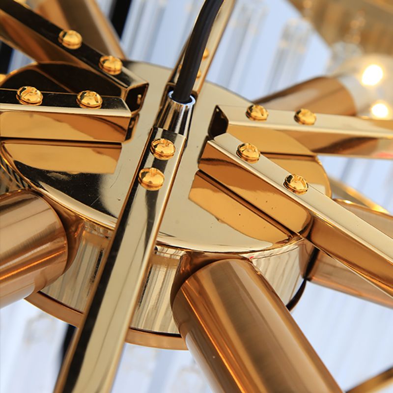 Lámpara de lámpara cónica lámpara de vidrio transparente moderno 6 luces colgante de techo dorado