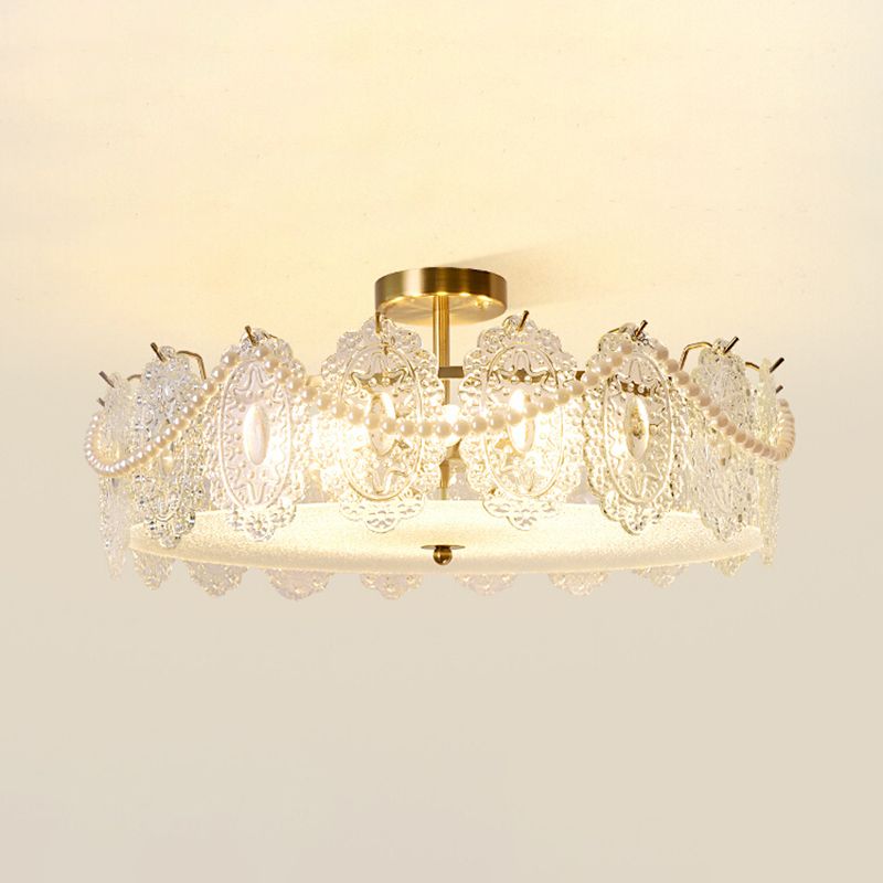 Contemporary Ceiling Light Creative Flush Mount Ceiling Light Fixture with Glass Shade