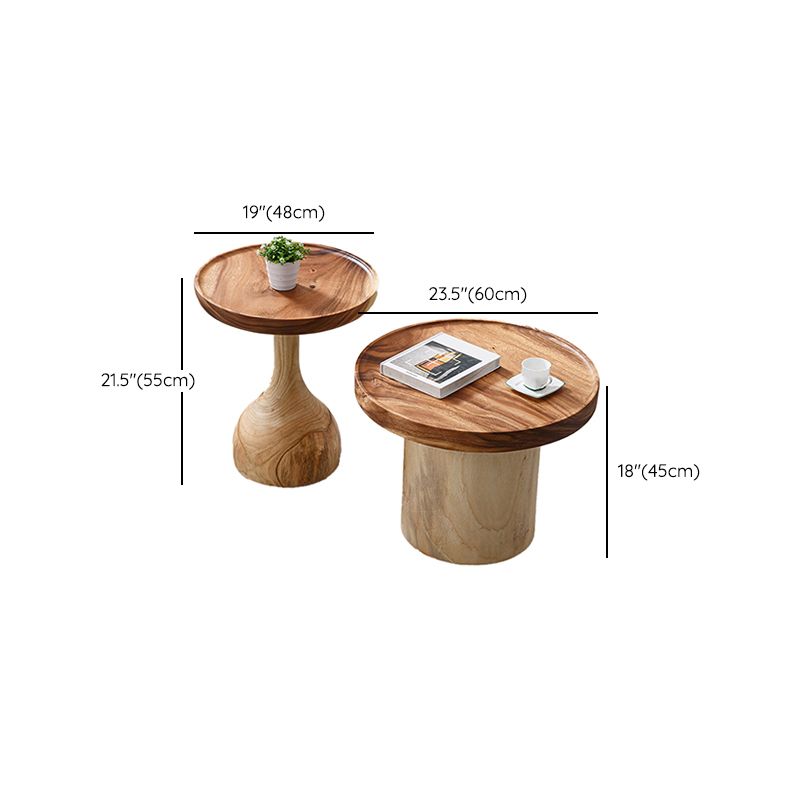 Pedestal Coffee Table Solid Wood Tray Top Coffee Cocktail Table