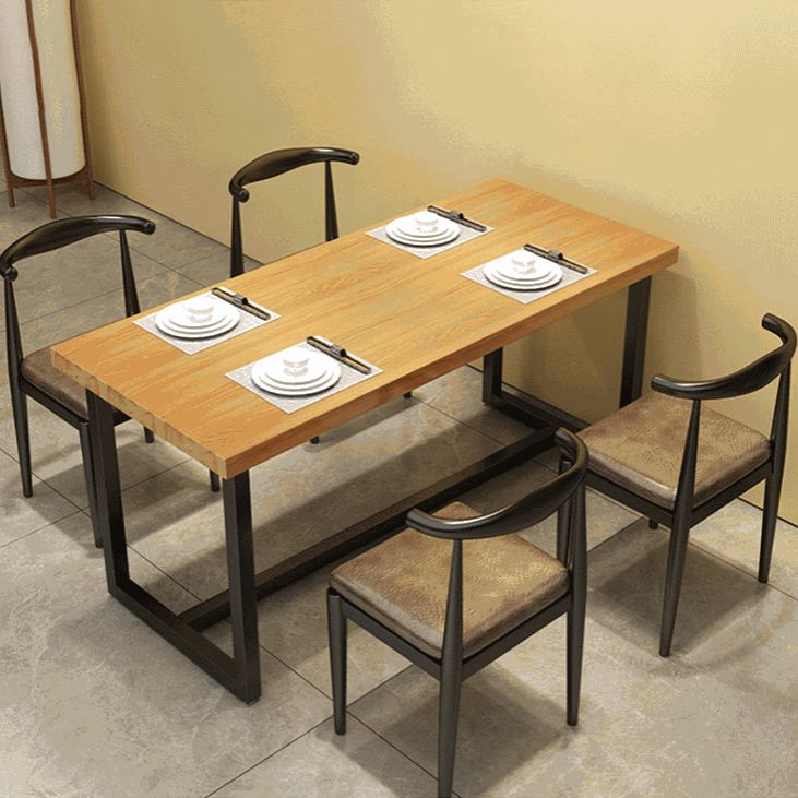 Industrial Rectangle Wooden Table Set 1/2/5 Pieces Dining Set for Kitchen