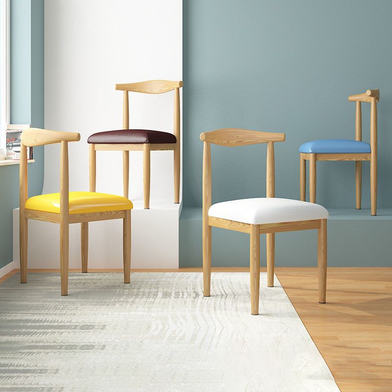 Contemporary Matte Finish Upholstered Side Chair Home Open Back Dining Chair