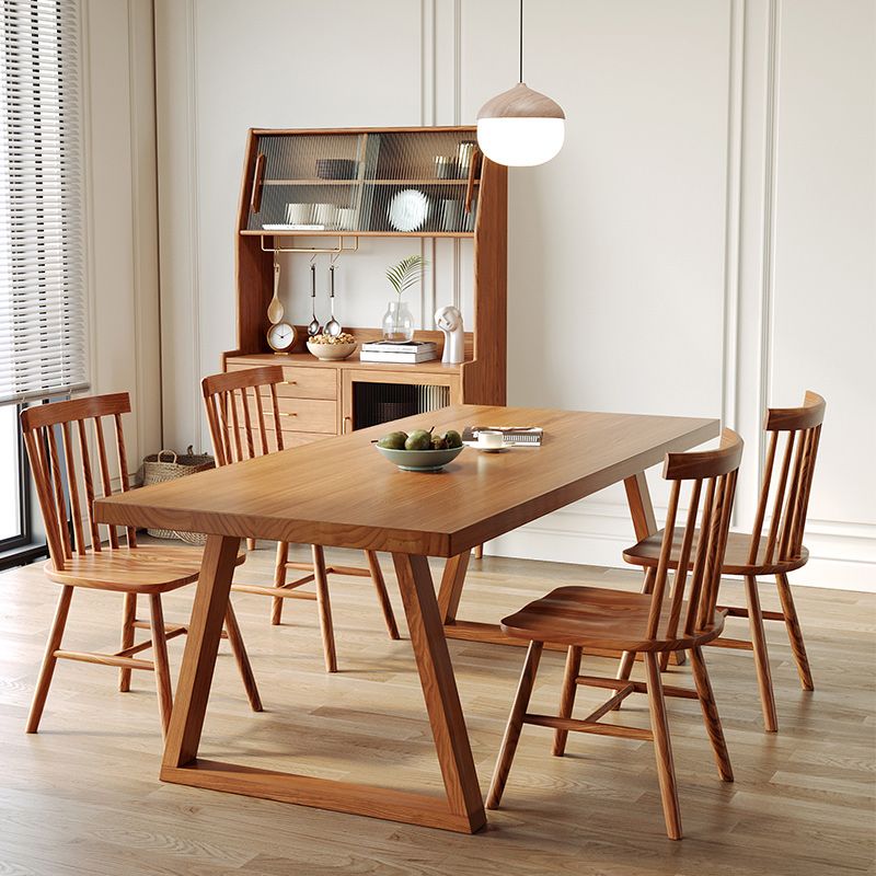 Industrial Pine Wood Kitchen Table for Restaurant Rectangle Table with Double Pedestal