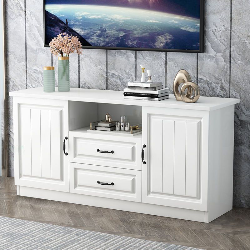 Scandinavian Style Wood 2-Door TV Stand TV Console with Shelf