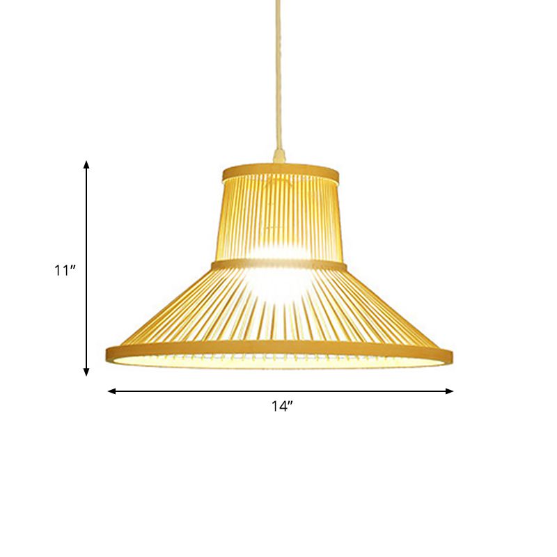 Handgewebtes Bambus -Pendellicht mit Schatten Landschaft 1 Licht Beige Suspension Licht für Restaurant, A/B