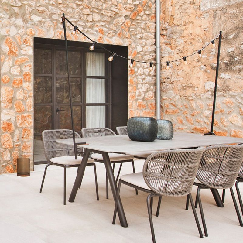 Boho Stone Dining Set 1/5/7 Piece Rectangular Dining Table Set for Outdoor