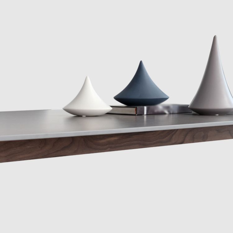 Stone Dining Table Mid-Century Modern Dining Table with 4 Legs in Brown