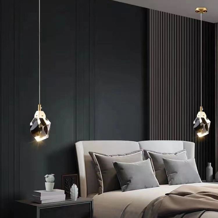 Lámpara de múltiples colgantes geométricos luces colgantes de cristal de estilo de lujo modernos en acabado dorado para sala de estar