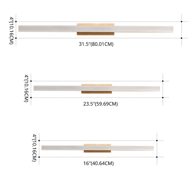 Natural Oak Linear Bathroom Vanity Light Fixture Acrylic Anti-fogging Shade Vanity Mirror Light