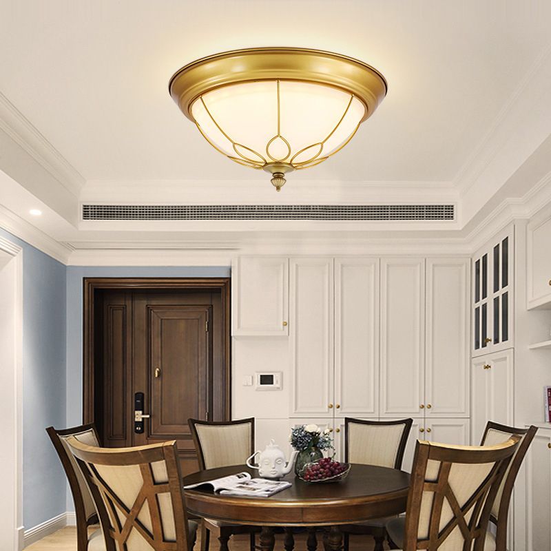 American Ceiling Light 1 Head Frosted Glass Lampshade Painted Ceiling Tray Bedroom Ceiling Lamp