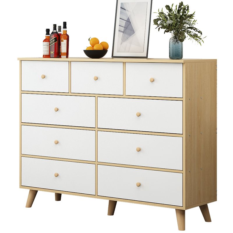 Scandinavian Wood Horizontal Storage Chest with Drawers for Home