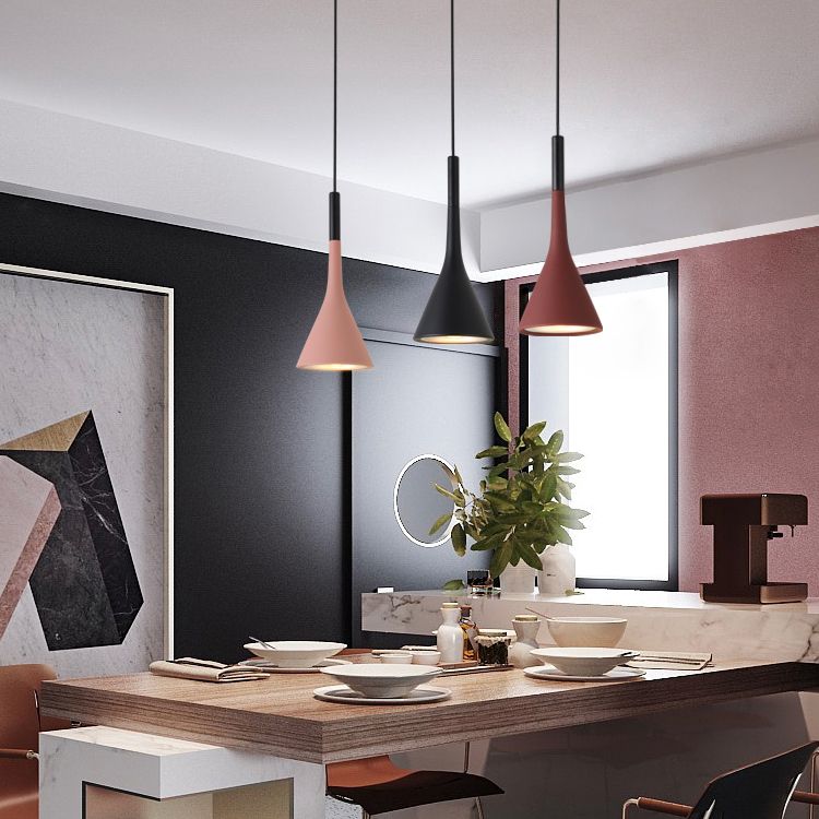 Aluminum Trumpet Shaped Pendant Light Nordic 1 Bulb Suspended Lighting Fixture