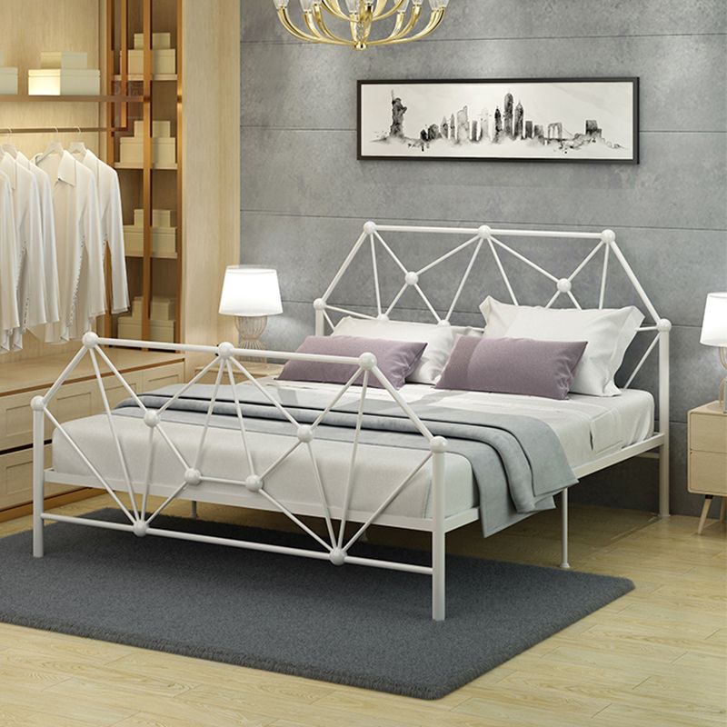 Contemporary Iron Bed Frame 39.76" H Wire-Grid Open-Frame Bed