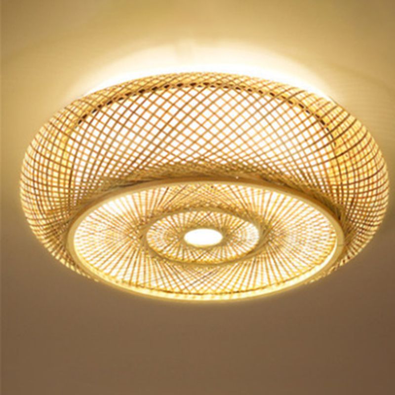 Japanese Style Ceiling Lamp Chandelier Bamboo Woven Lamp 1 Head Living Room Dining Room Ceiling Lighting