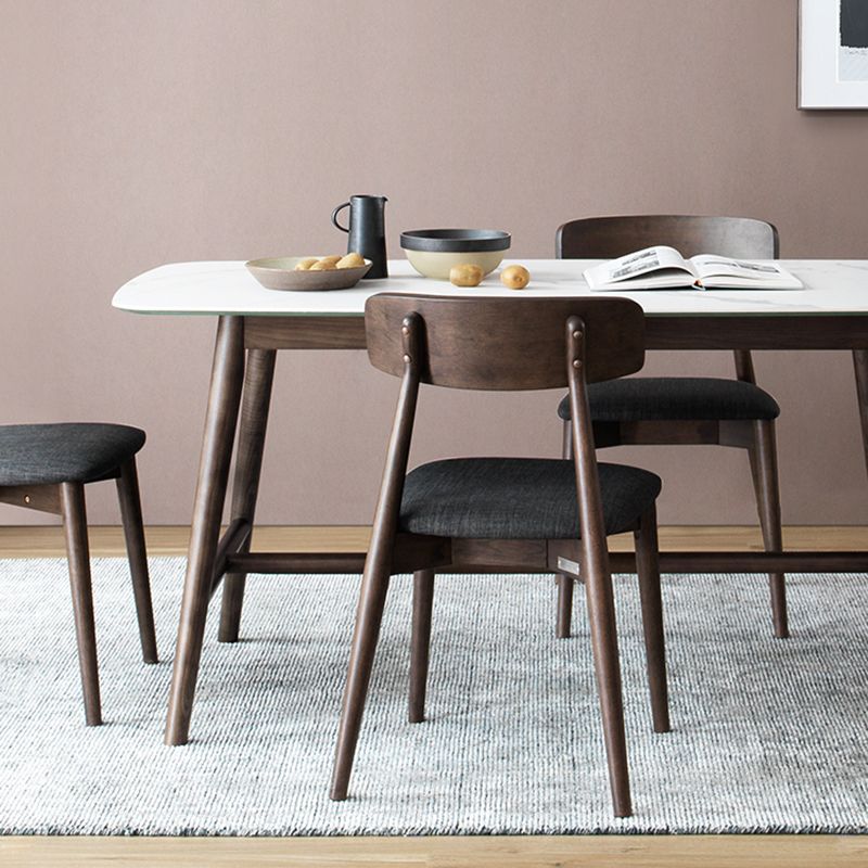 White Top Rectangle Dinner Table Mid-century Modern Style Trestle Base Table