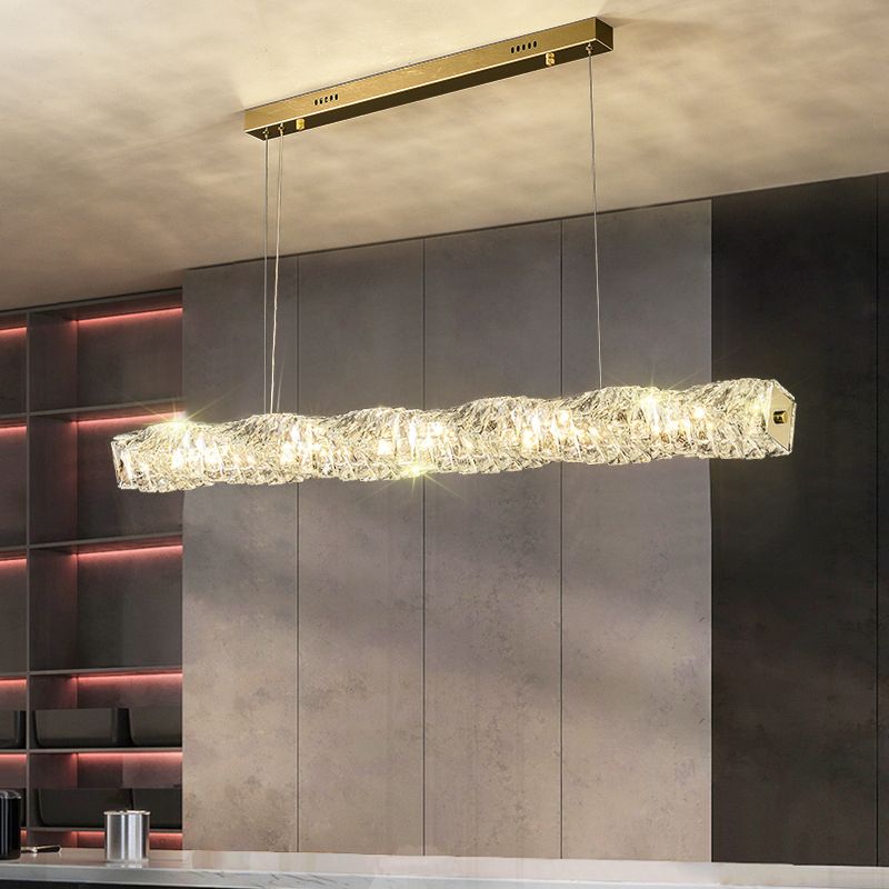 Modern Style Island Light LED Island Hanging Light with Crystal Shade for Dining Room