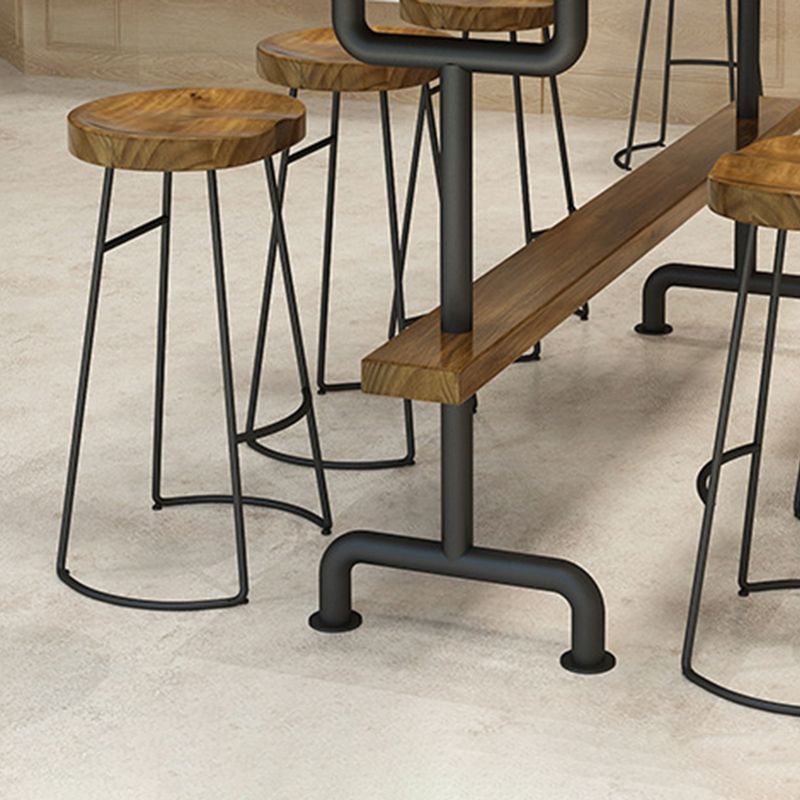 Modern Pub Height Dining Table Iron Solid Wood Pub Table for Patio