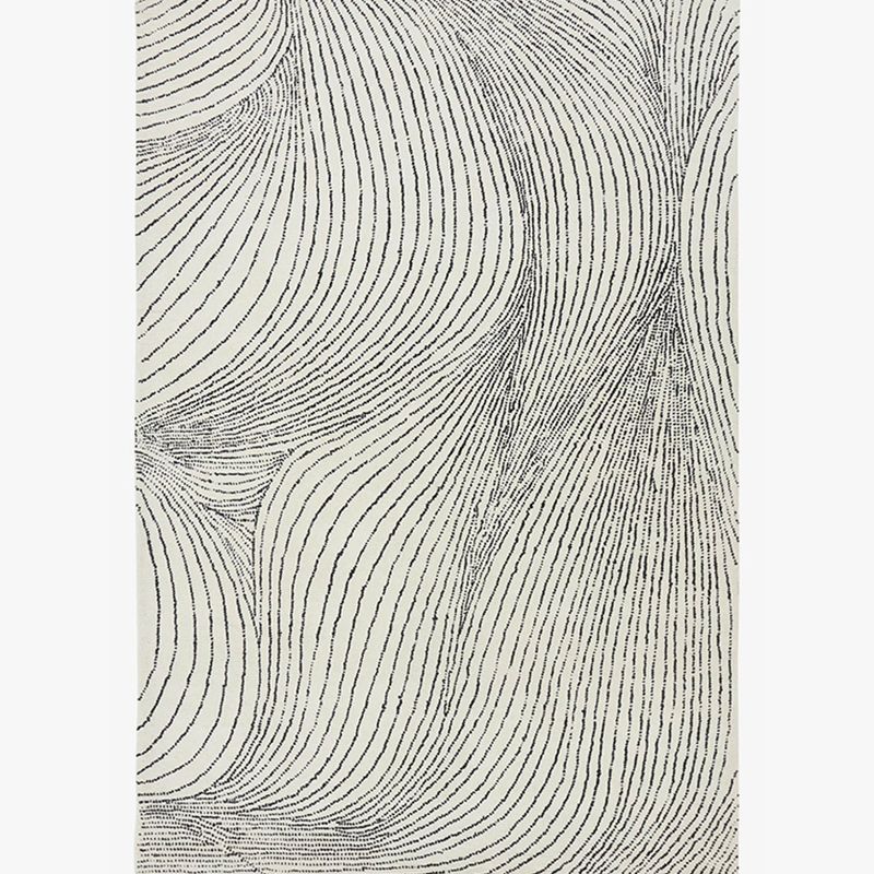 Grey Living Room Area Carpet Stripe Pattern Polyester Area Rug Modern Stain Resistant Rug