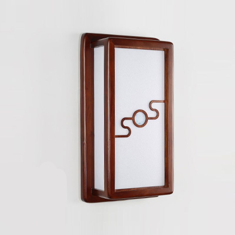 Minimalist Geometric Wall Sconce Walnut Wood Finish Hallway Flush Mount Light