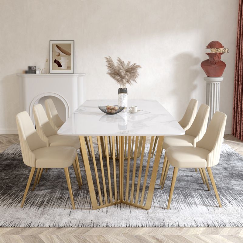 1/4/5/7 Pieces Luxury Dining Set Sintered Stone Dining Furniture with Leather Chairs