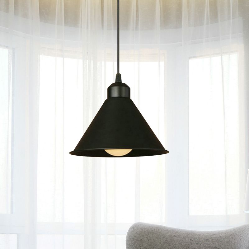 1 Leichte Kegelanhängerlampe Einfacher Stil Schwarz/Weiß -Metall Deckenhänge Licht mit einstellbarem Kabel
