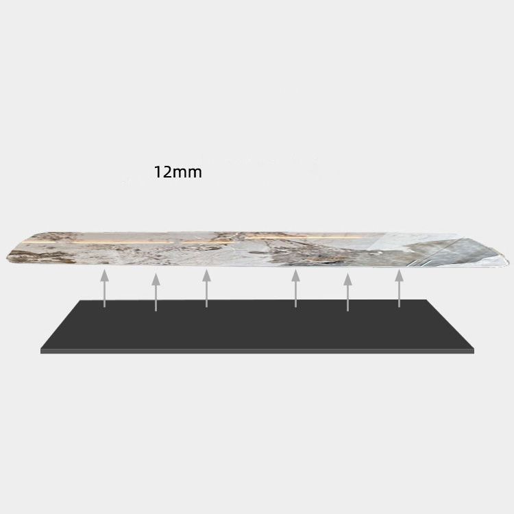 Glam Dinette Table Stone Rectangle Dining Room Table in White