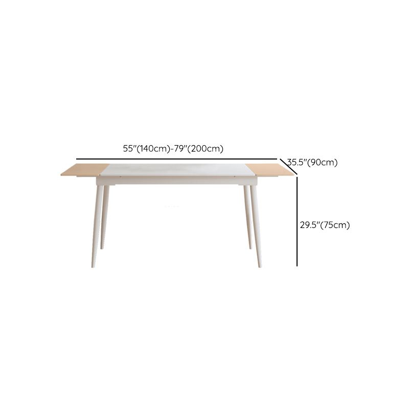 Contemporary 1/2/5/6/7 Pieces Dining Room Set Rectangle Stone Furniture in White