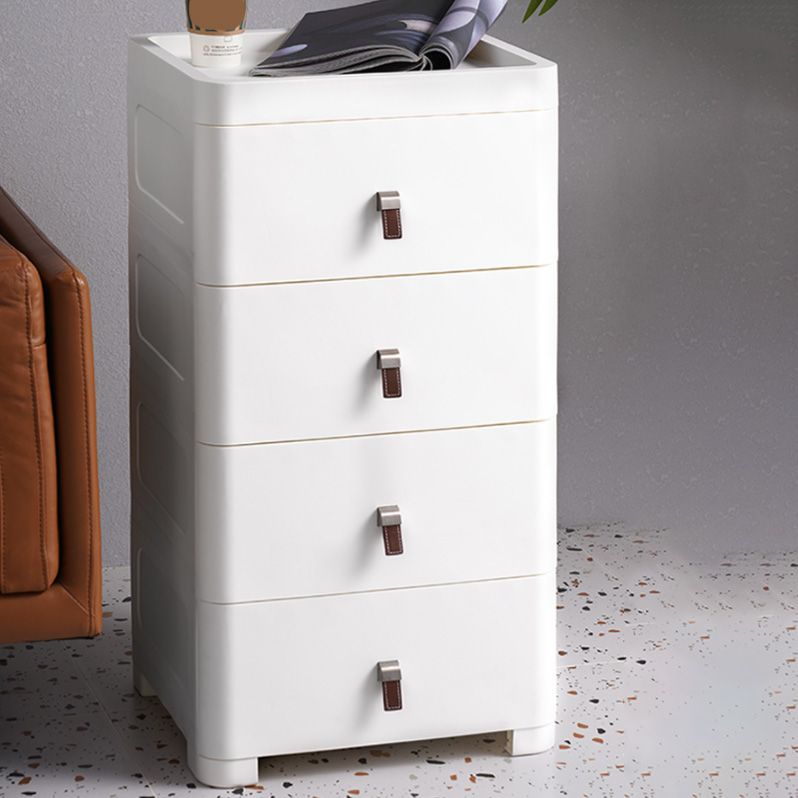 White Plastic Storage Cabinet for Bathroom Contemporary Cabinet with Drawers