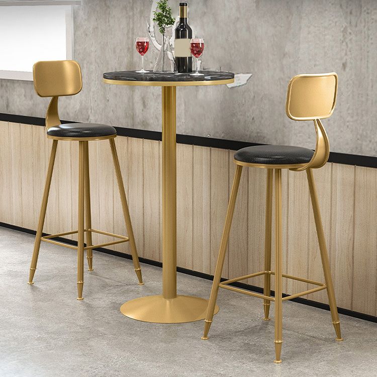 1/2/3/4 Pieces Glam Round Bar Table Set Bistro Set with Faux Marble Top