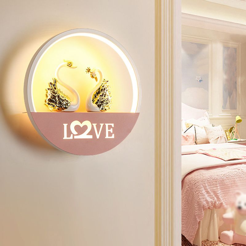Modern Style Circle Shape Wall Sconce Metal 1 Light Wall Light for Bedroom