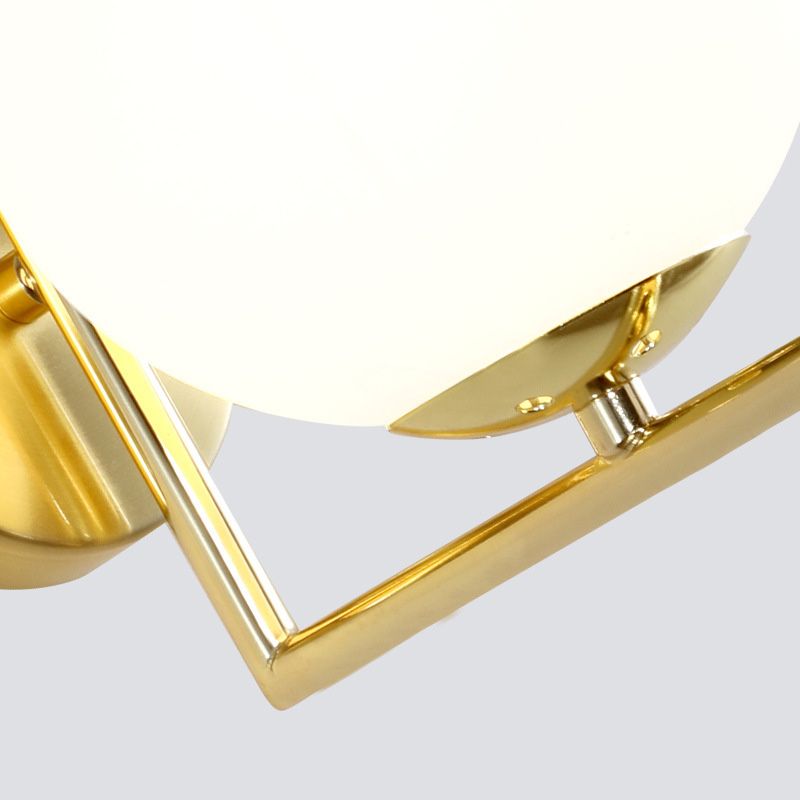 7" H Metal Fixed Arm Simplicity Wall Lamp White Glass Globe Shade Contemporary Style Sconce Lighting for Bedroom