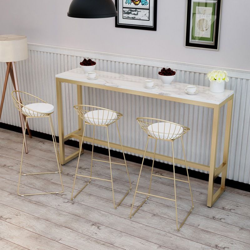 Glam Style Bar Table White Colour Rectangle Bar Dining Table for Living Room