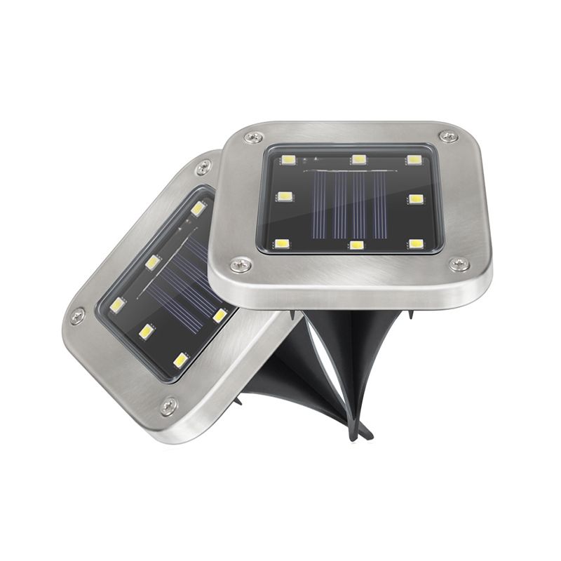 Square Shaped Metal LED Stake Light Modern Black Solar Buried Lighting for Pathway