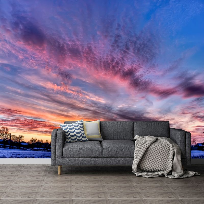 Splendid Evening Glow Mural Wallpaper for Living Room, Dark Color, Personalized Size