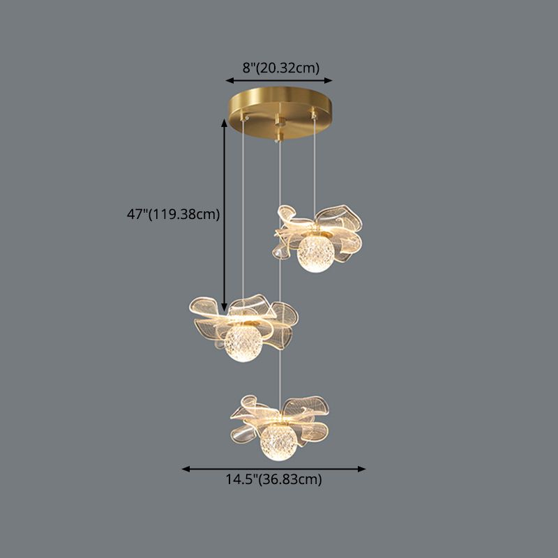 Minimalist Flower Shaped Shade Hanging Lamp, Art Deco Acrylic Shade Hanging Light for Bedroom