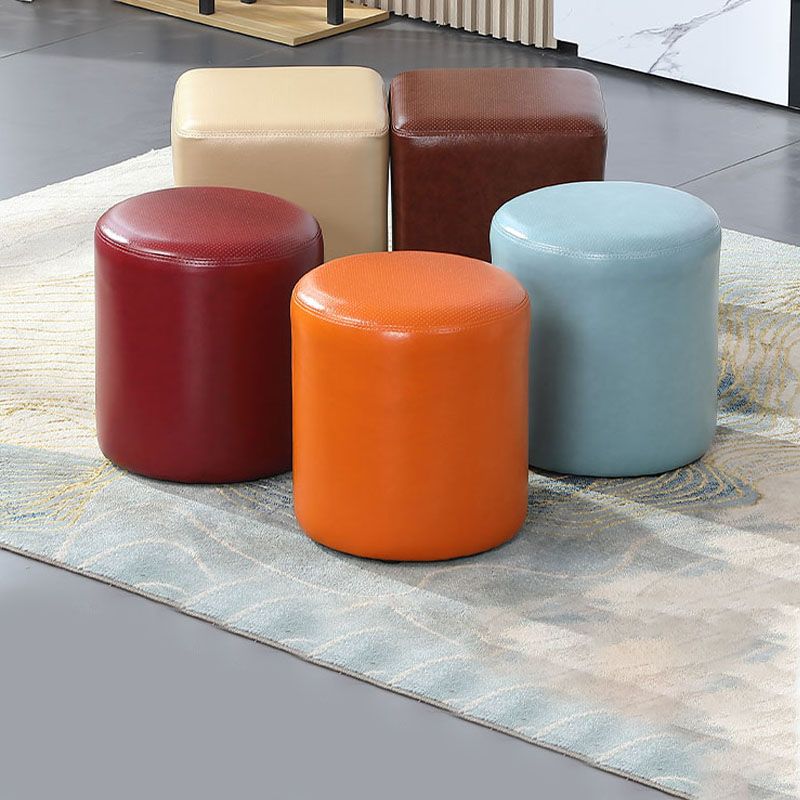 Orange Modern Pouf Water Resistant Solid Color Round Pouf for Drawing Room