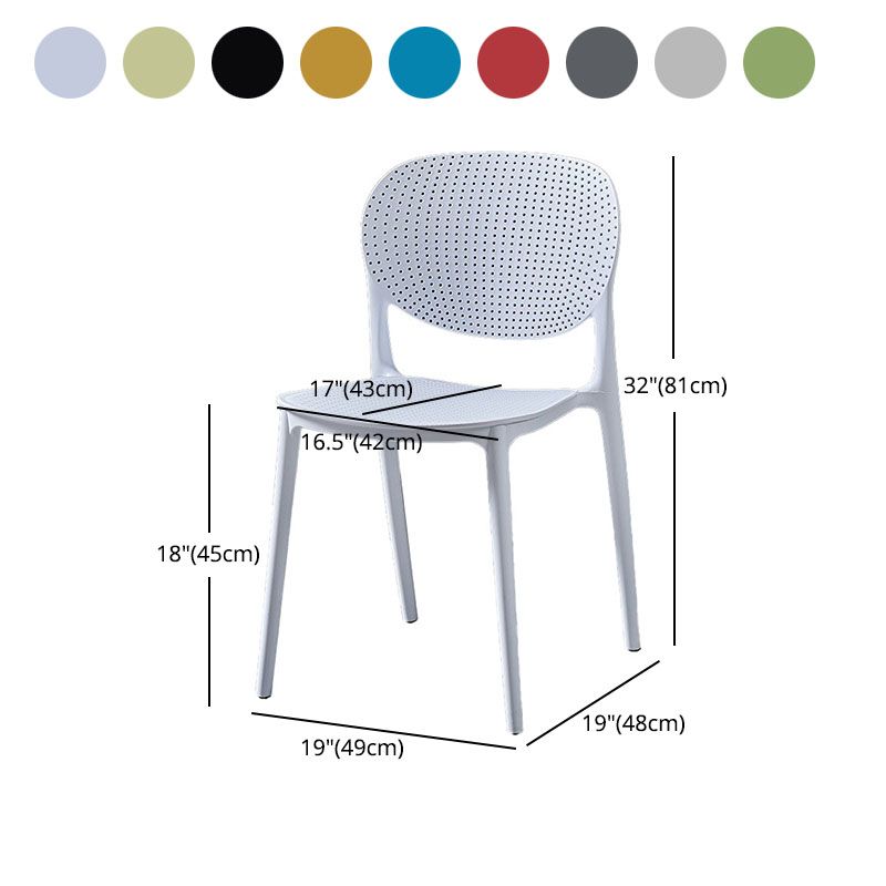 Silla lateral de comedor de cocina escandinava de plástico, silla con respaldo abierto