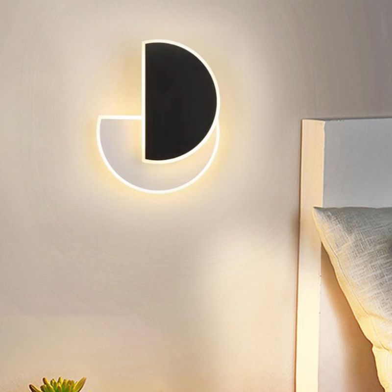 Semicircle Shape Wall Lamp Modern Style Acrylic 1 Light Sconce in White and Black