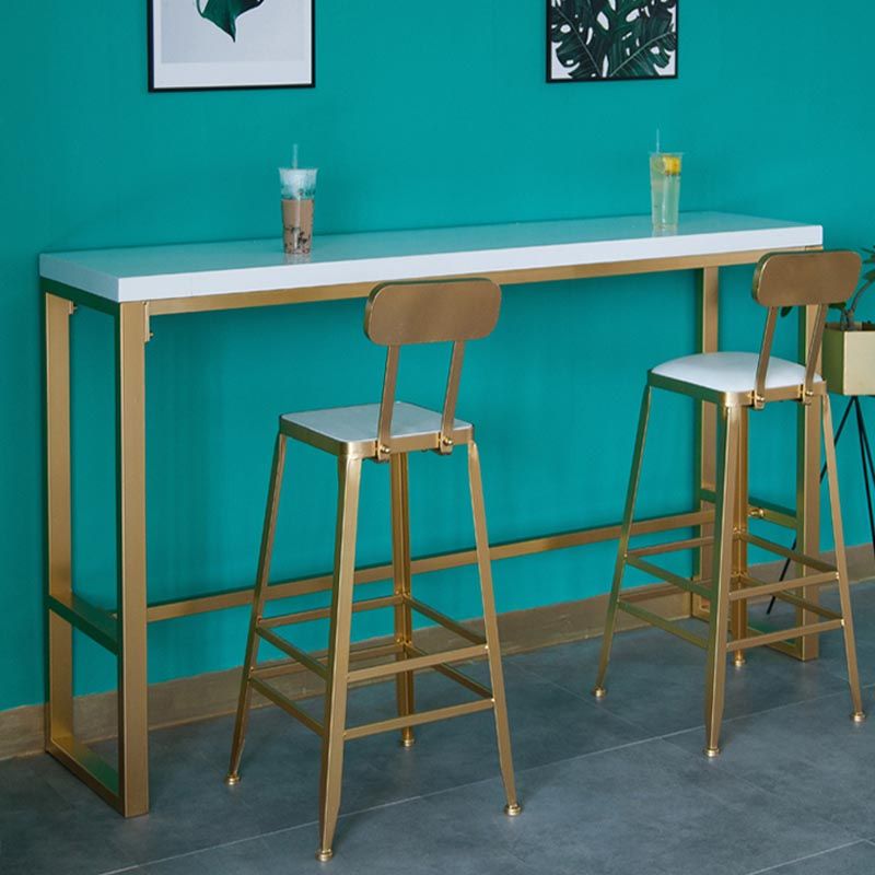 Glam Style Bar Table Gold Pedestal Pub Table for Living Room
