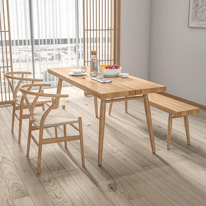 Modern 1/2/4 Pieces Beige Dinette Set Ash Wood Rectangle Dining Table Set