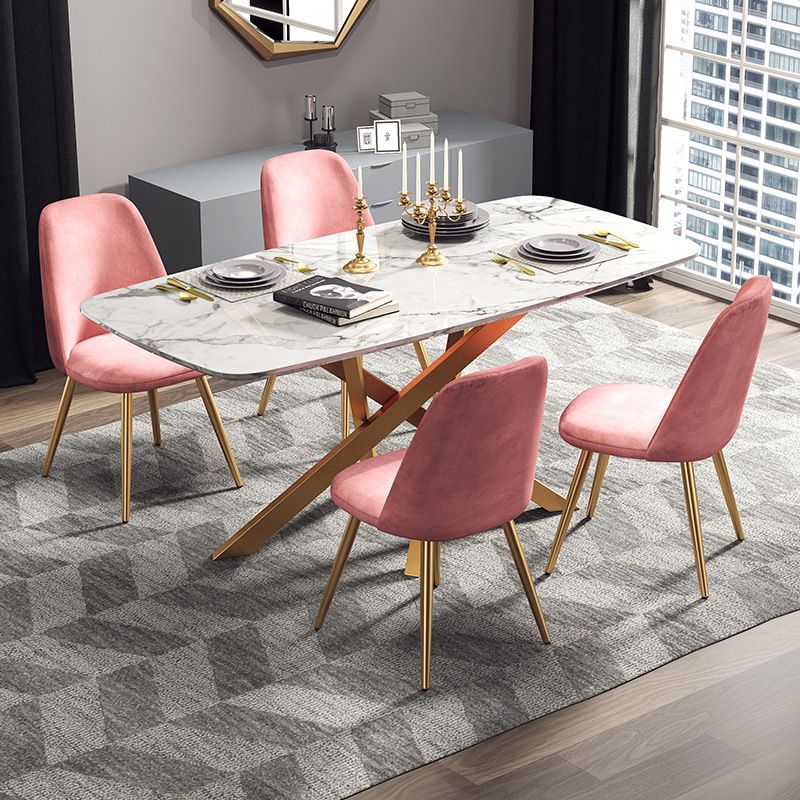 Glam White Stone Dining Set Furniture 1/5 Pieces Dining Furniture for Home