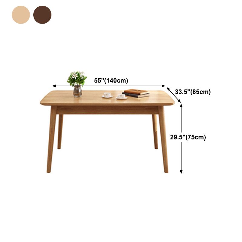 Modern Rectangle Solid Wood Table Standard Height Dining Table with 4 Legs
