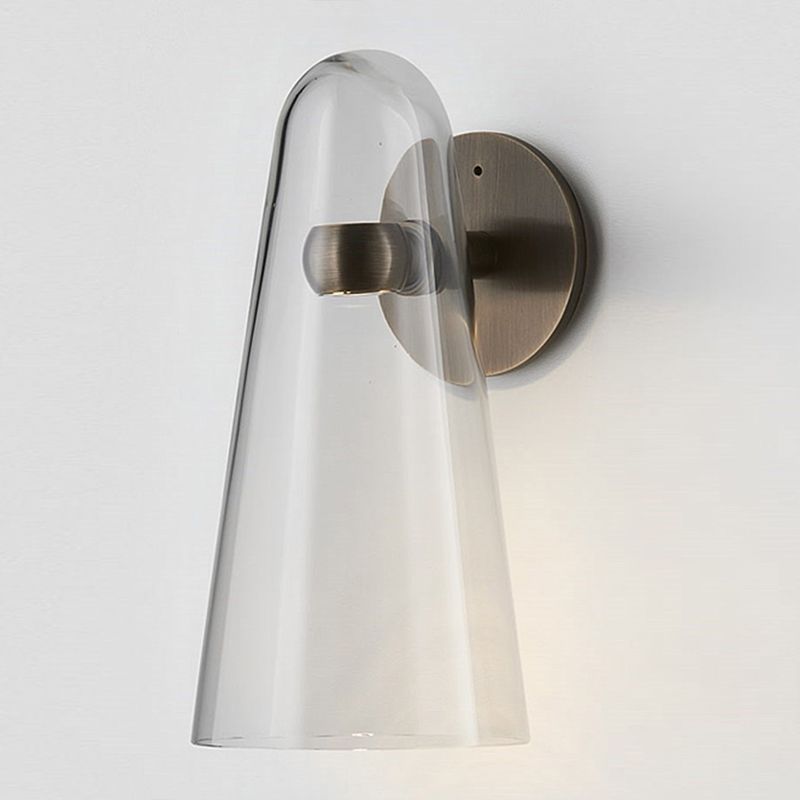 Nordic Glass Shade Wall Sconce Light 1 Light Metal Arm Wall Lamp for Bedside Corridor